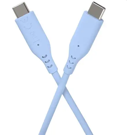PremiumCord Silikonový kabel USB-C 60W 480Mbps modrý extra měkký a robustní kabel délky 1,5m