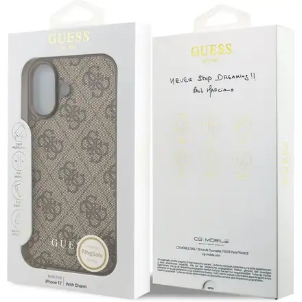 Guess 4G Charm MagSafe kryt iPhone 17 hnědý