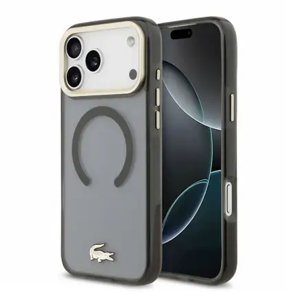 Lacoste PC/TPU Frosted Finish Gold Logo MagSafe kryt iPhone 18 Pro Max černý