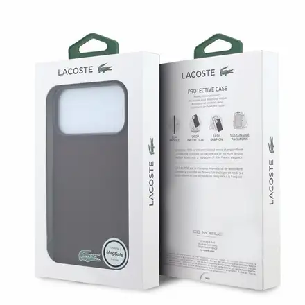 Lacoste PVC Iconic Petit Pique Metal Logo MagSafe kryt iPhone 18 Pro Max tmavě červený
