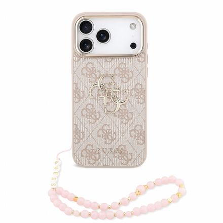 Guess PU 4G Metal Logo Strap kryt iPhone 18 Pro Max růžový