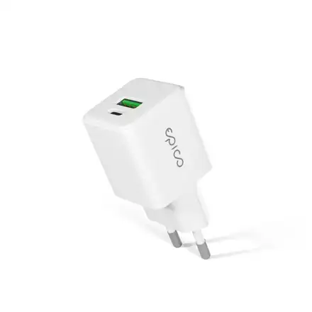 iStores by Epico Ultraboost GaN 20W síťový adaptér EA20 s 1,2 m USB-C na USB-C kablem - bílá