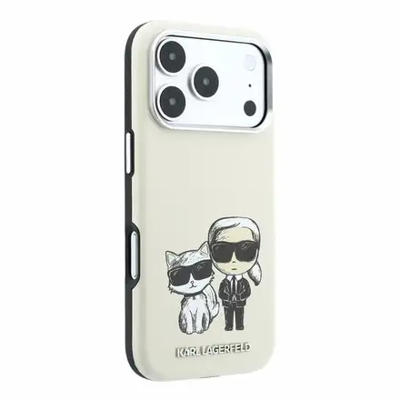 Karl Lagerfeld PU Semi Wrap Smooth Sketch Bodies Magsafe kryt iPhone 18 Pro béžový