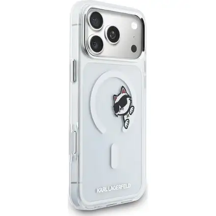 Karl Lagerfeld IML Choupette Peekaboo MagSafe MagSafe kryt iPhone 17 Pro Max průhledná
