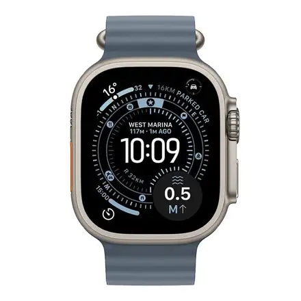 Apple Watch Ultra 3 GPS + Cellular 49mm Přírodní titan s ocelově modrým oceánským řemínkem