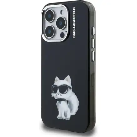 Karl Lagerfeld IML Aquarelle Choupette kryt iPhone 15 Pro černý