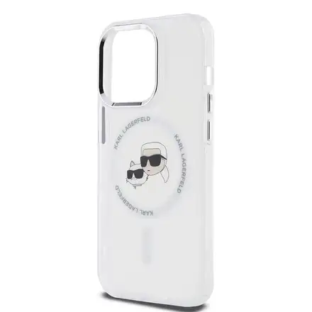Karl Lagerfeld IML K&CH Heads Metal Frame MagSafe kryt iPhone 15 Pro průhledná