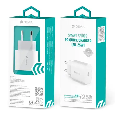 Devia síťová nabíječka Smart series PD Quick Charger 25W - White
