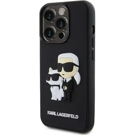 Karl Lagerfeld 3D Rubber Karl and Choupette kryt iPhone 13 Pro černý