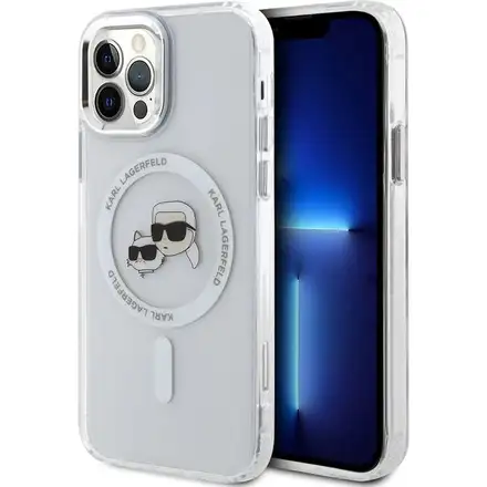 Karl Lagerfeld IML K&CH Heads Metal Frame MagSafe kryt iPhone 12/12 Pro průhledný