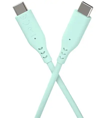 PremiumCord Silikonový kabel USB-C 60W 480Mbps tyrkysový extra měkký a robustní kabel délky 1,5m