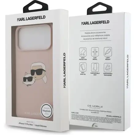 Karl Lagerfeld Liquid Silicone Double Heads MagSafe kryt iPhone 17 Pro růžový
