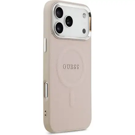 Guess PU Saffiano MagSafe kryt iPhone 17 Pro růžový