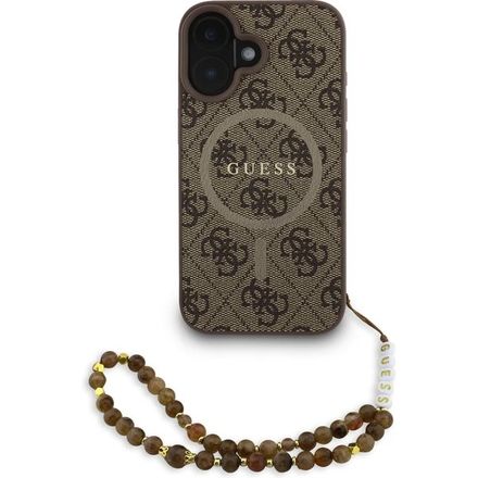 Guess PU Leather 4G Colored Ring Strap MagSafe kryt iPhone 16 hnědý