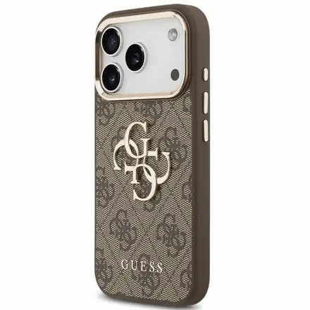 Guess PU 4G Metal Logo Strap kryt iPhone 18 Pro Max hnědý