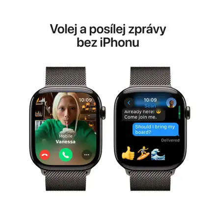 Apple Watch Series 10 GPS + Cellular 46mm Břidlicově šedý titan s břidlicově šedým milánským tahem - S/M