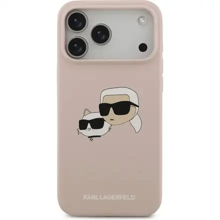 Karl Lagerfeld Liquid Silicone Double Heads MagSafe kryt iPhone 17 Pro růžový