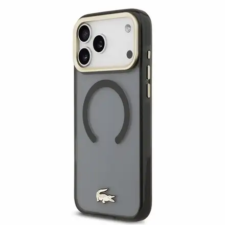 Lacoste PC/TPU Frosted Finish Gold Logo MagSafe kryt iPhone 18 Pro Max černý
