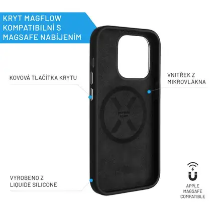 FIXED kryt MagFlow s podporou MagSafe pro Apple iPhone 15, černý