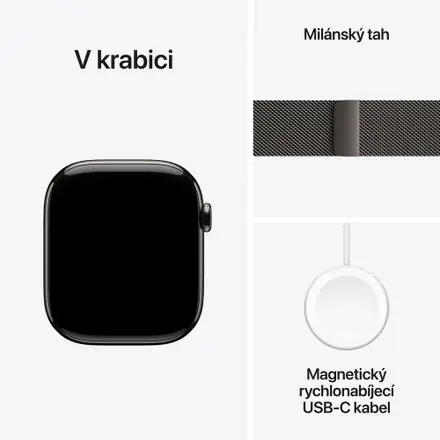 Apple Watch Series 11 GPS + Cellular 46mm Břidlicově šedý titan s břidlicově šedým milánským tahem - S/M