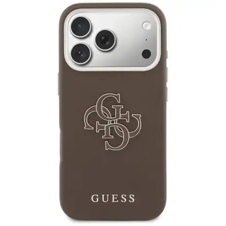Guess PU Resin Logo kryt iPhone 17 Pro Max hnědý