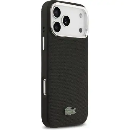 Lacoste Iconic Petit Pique Camera Stand MagSafe kryt iPhone 17 Pro Max černý
