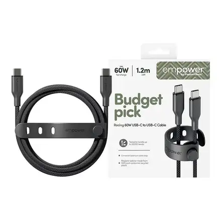 PanzerGlass kabel EMPOWER Racing USB-C na USB-C 1,2 m 60W - černý