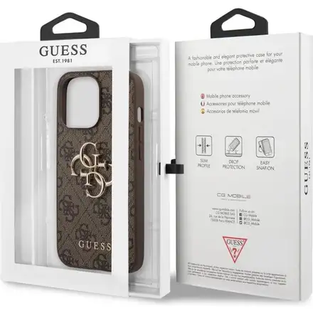 Guess PU 4G Metal Logo kryt iPhone 13 Pro hnědý