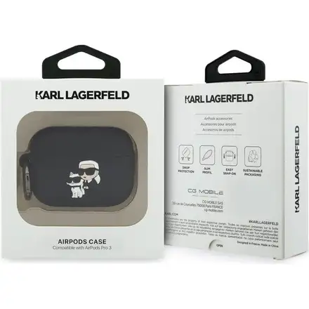 Karl Lagerfeld 3D Logo NFT Karl and Choupette Silikonové Pouzdro pro AirPods 3 Pro černé