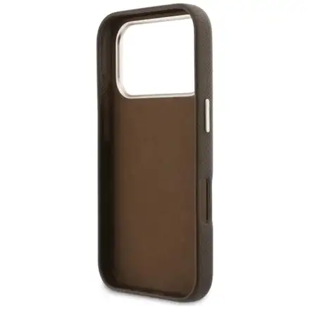 Guess PU Resin Logo kryt iPhone 17 Pro hnědý