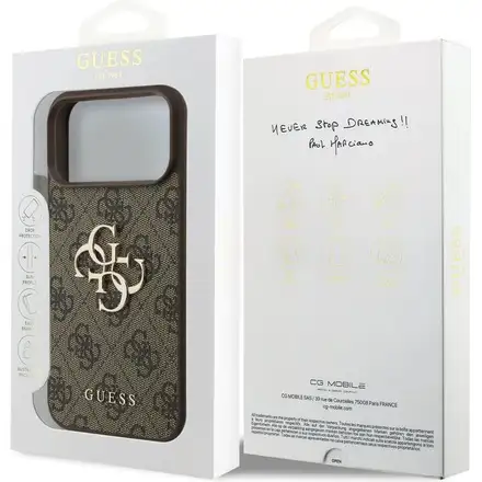 Guess PU 4G Metal Logo kryt iPhone 17 Pro hnědý
