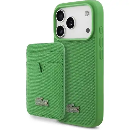 Lacoste Iconic Petit Pique MagSafe kryt + peněženka iPhone 17 Pro zelený