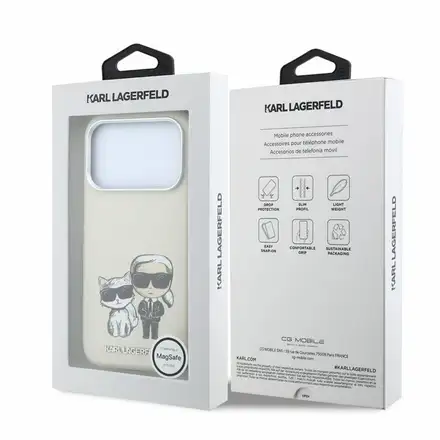 Karl Lagerfeld PU Semi Wrap Smooth Sketch Bodies Magsafe kryt iPhone 18 Pro béžový