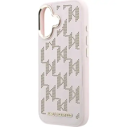Karl Lagerfeld PU Perforated Monogram MagSafe MagSafe kryt iPhone 17 růžový