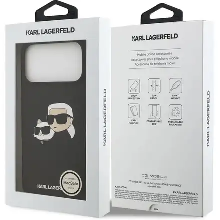 Karl Lagerfeld Liquid Silicone Double Heads MagSafe kryt iPhone 17 Pro černý