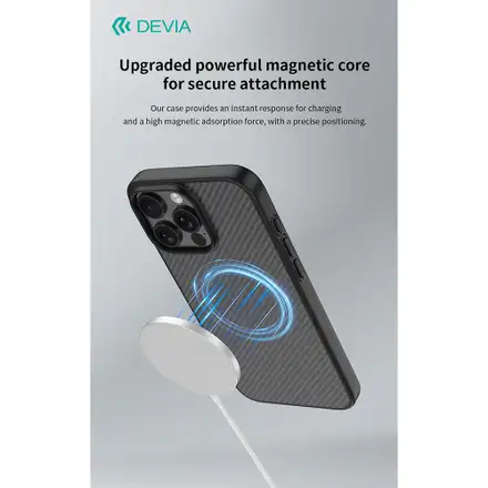 Devia kryt Kevlar Ultra-Thin Magnetic Shockproof Case pro iPhone 16 Pro Max - Black