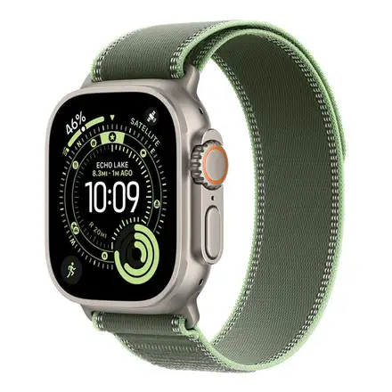 Apple Watch 49mm Green/Neon Trail Loop - M/L - Natural Titanium Finish