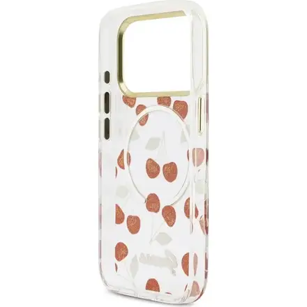 Guess IML Glitter Cherry MagSafe kryt iPhone 17 Pro bílý