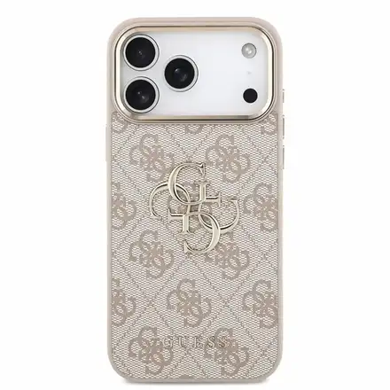 Guess PU 4G Metal Logo Strap kryt iPhone 18 Pro růžový