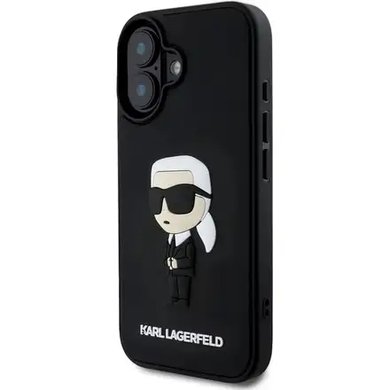 Karl Lagerfeld 3D Rubber Ikonik kryt iPhone 16 černý