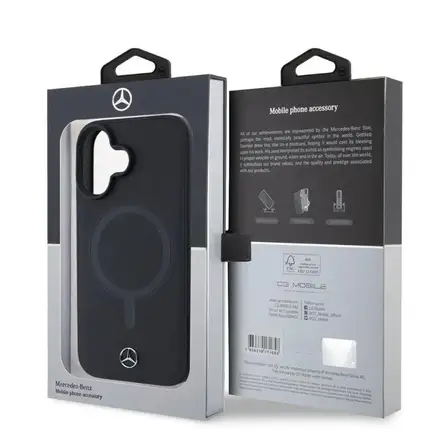 Mercedes Smooth Leather MagSafe Zadní Kryt pro iPhone 16 Plus černý