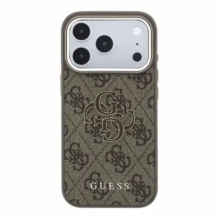 Guess PU Leather 4G Gold Frame MagSafe kryt iPhone 18 Pro černý