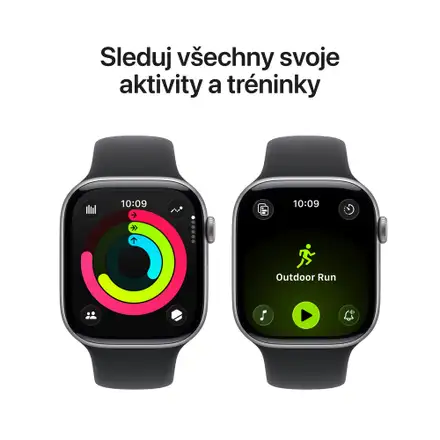 Apple Watch Series 11 GPS 42mm Vesmírně šedý hliník s černým sportovním řemínkem - S/M