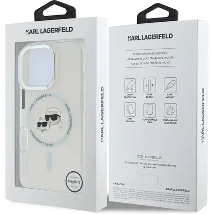 Karl Lagerfeld IML K&CH Heads Metal Frame MagSafe MagSafe kryt iPhone 16 Pro Max průhledná