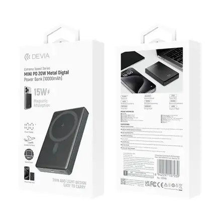 Devia powerbank Extreme Speed Series Mini Magnetic 10.000 mAh PD 20W-Space Gray
