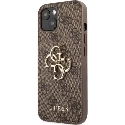 Guess PU 4G Metal Logo kryt iPhone 13 hnědý