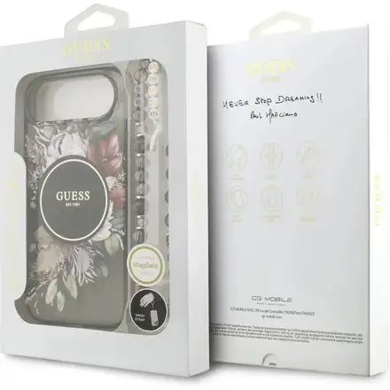 Guess IML Flowers Strap MagSafe kryt iPhone Air černý