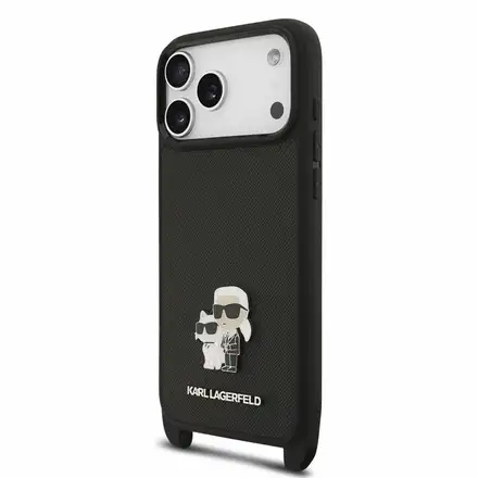 Karl Lagerfeld Saffiano Crossbody Popruh Karl and Choupette kryt iPhone 18 Pro černá