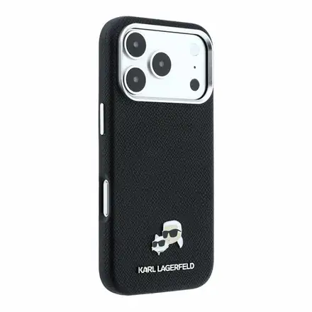 Karl Lagerfeld PU Grained Semi Wrap K&CH Heads Magsafe kryt iPhone 18 Pro Max černý