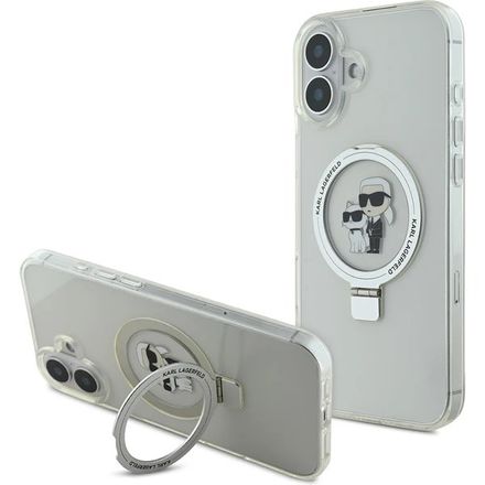Karl Lagerfeld Ringstand Karl and Choupette MagSafe kryt iPhone 16 bílý
